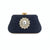 Blue Black Gold Pu Leather Cotton Flower Rhinestone Square Evening Bags