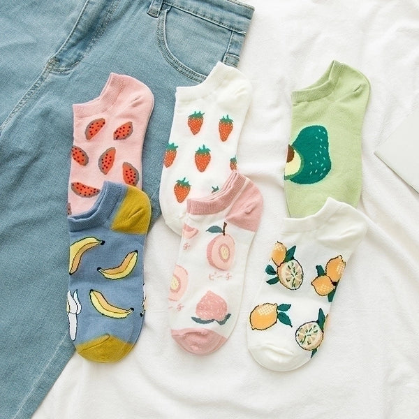 Boat Socks Shallow Mouth Summer Thin Fruit Socks Color Socks