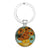 Bohemian Classic Style Portrait Sunflower Starry Sky Alloy Buckle Glass Bag Pendant Keychain