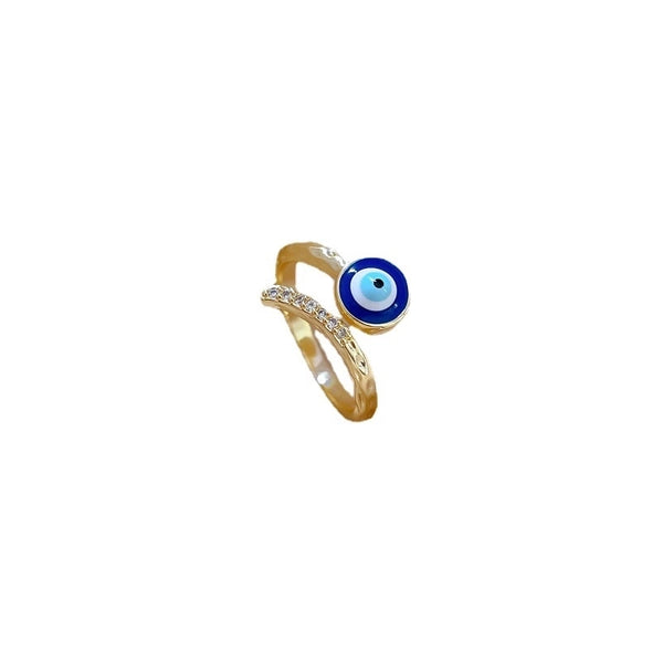 Brass Streetwear Plating Inlay Eye Zircon Open Ring