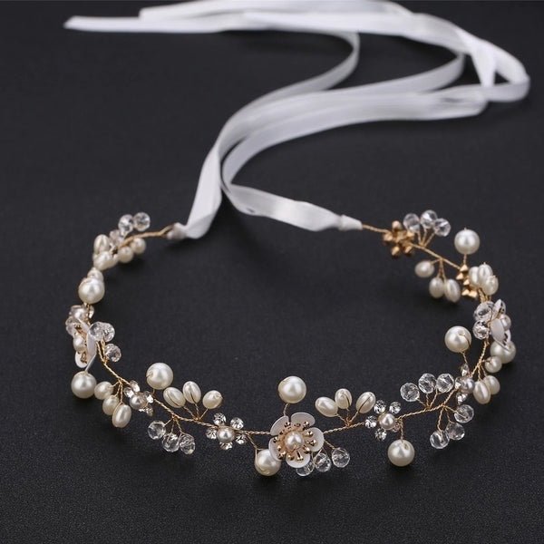 Bridal Jewelry Flowers Hand-beaded Headband Wedding Headdress