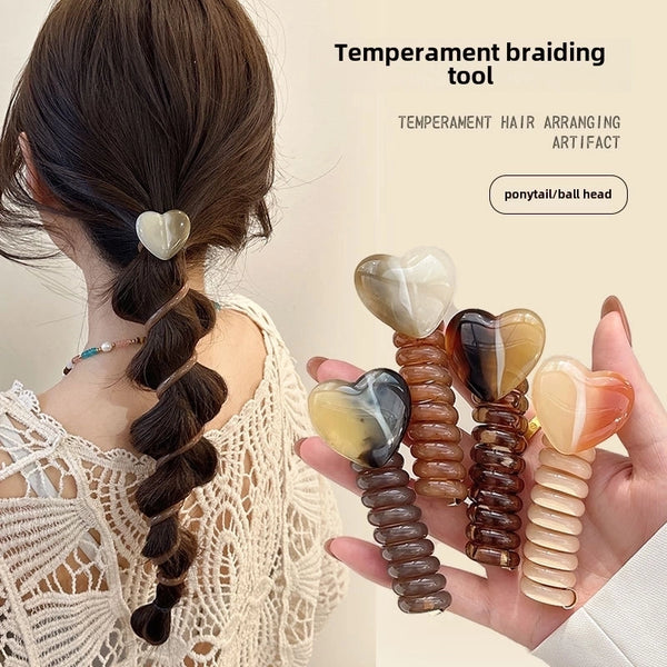 Bubble Braid Head Rope Women's Advanced Sense Love Phone Line Hair Ring Temperament Tie High Pony Tail Hair Braiding Artifact Hair Rope Rubber Tendon