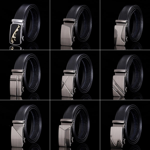 Business Color Block Imitation Leather Iron Plating Men's Leather Belts