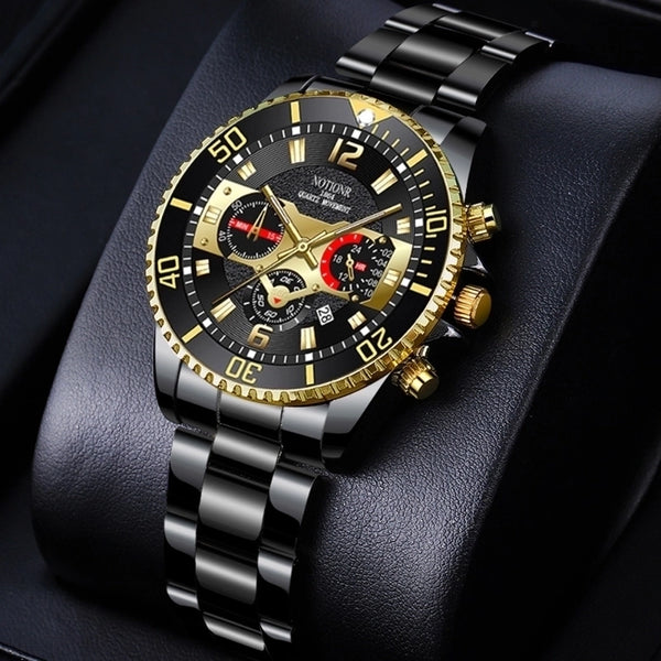 Business Color Block Single Folding Buckle Quartz Men's Watches