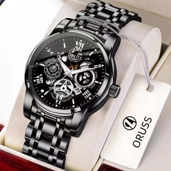 Business Solid Color Single Folding Buckle Quartz Men's Watches