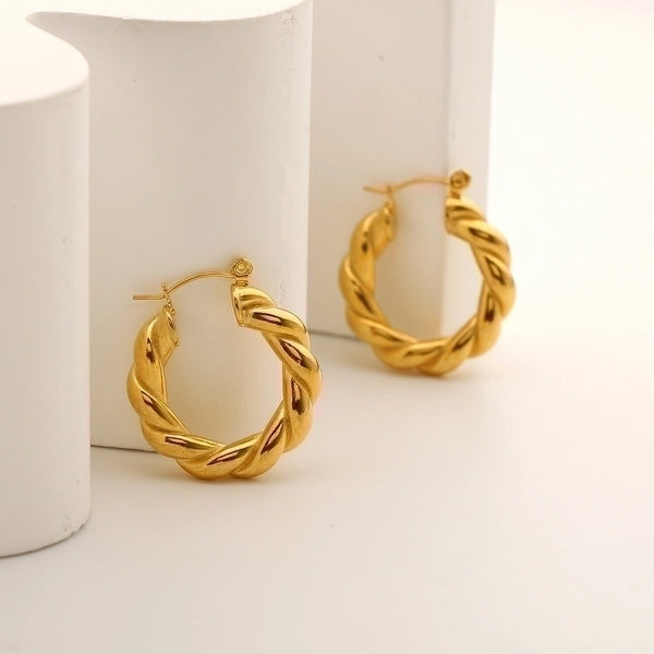 C Shape Plating Stainless Steel No Inlaid Gold Plated Earrings