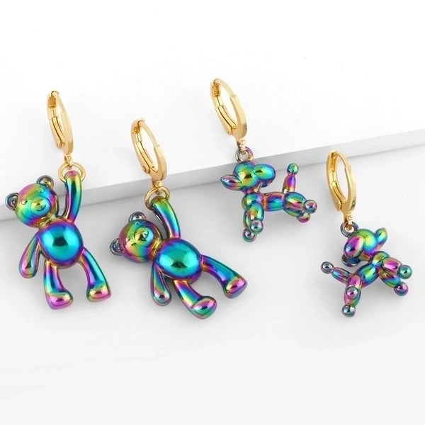 Cartoon Balloon Dog Hip Hop Colorful Metal Copper Earrings