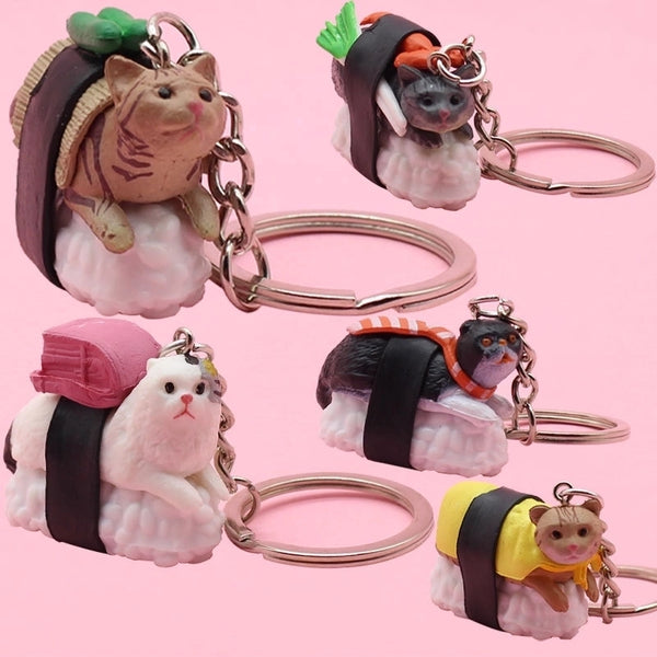 Cartoon Style Cat PVC Unisex Bag Pendant Keychain