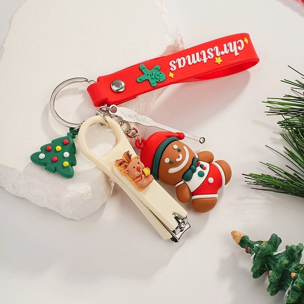 Cartoon Style Christmas Tree Santa Claus PVC Christmas Unisex Keychain