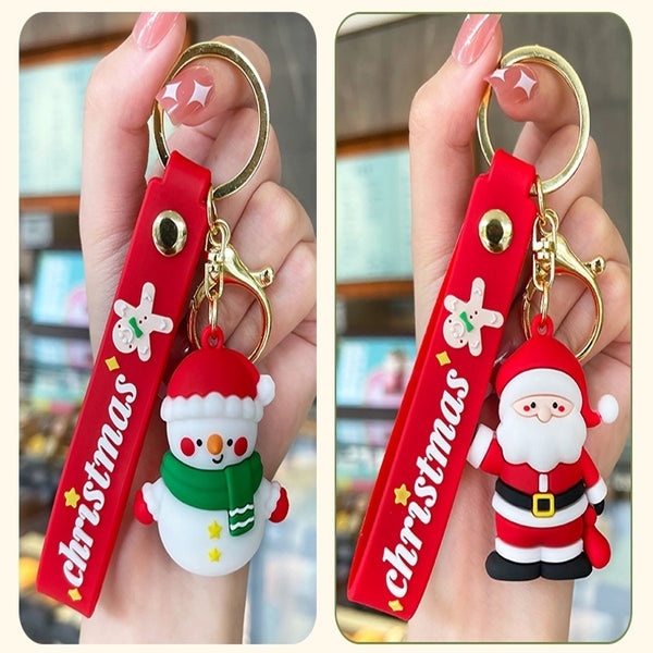 Cartoon Style Christmas Tree Santa Claus Snowman Soft Glue Metal Christmas Unisex Bag Pendant Keychain