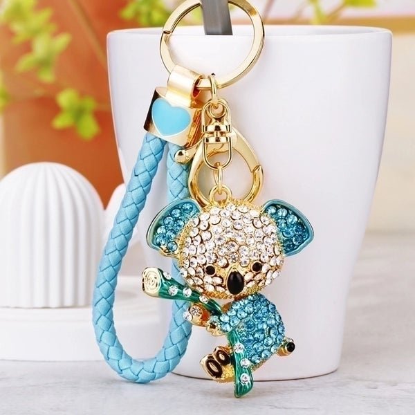 Cartoon Style Color Block Metal Inlay Rhinestones Women's Keychain