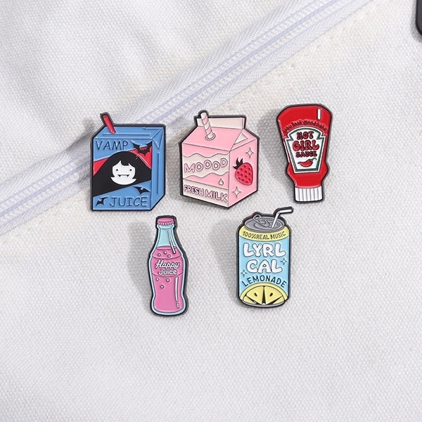 Cartoon Style Cute Can Bottle Box Alloy Stamping Stoving Varnish Plating Women's Brooches