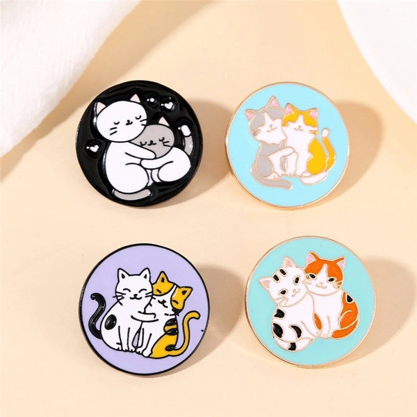 Cartoon Style Cute Cat Alloy Stamping Stoving Varnish Plating Unisex Brooches