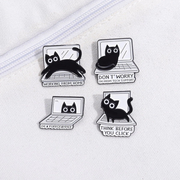 Cartoon Style Cute Cowboy Style Cat Computer Alloy Stamping Stoving Varnish Plating Unisex Brooches