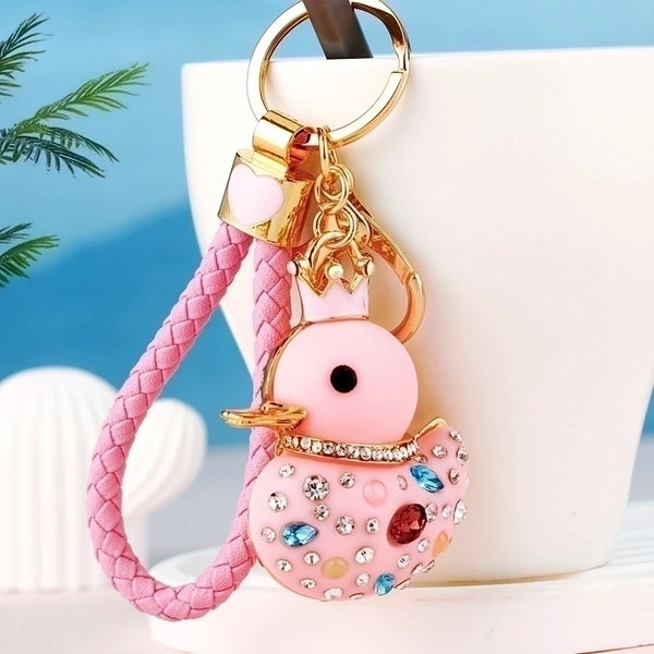 Cartoon Style Cute Duck Resin Diamond Women's Bag Pendant Keychain