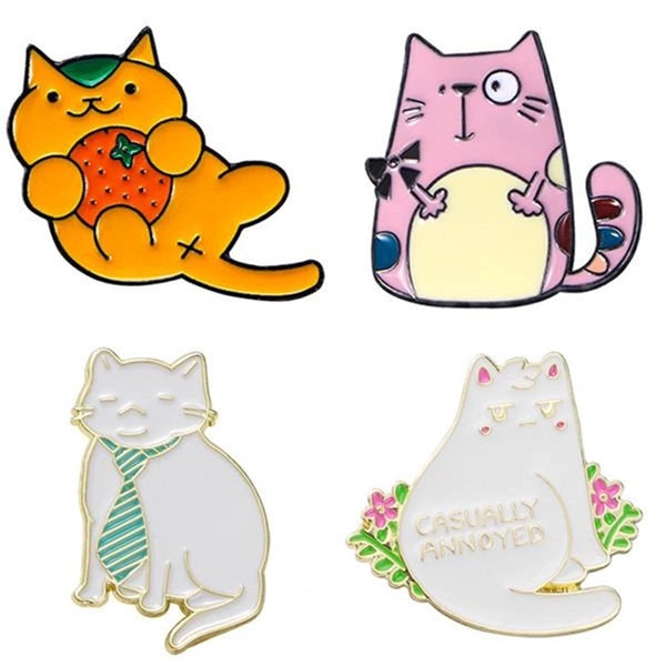 Cartoon Style Cute Letter Cat Alloy Stamping Stoving Varnish Plating Unisex Brooches Collar Pin