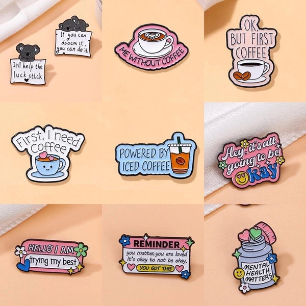 Cartoon Style Cute Modern Style Letter Cup Alloy Stamping Stoving Varnish Plating Unisex Corsage Brooches Collar Pin