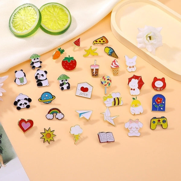 Cartoon Style Cute Pin Animal Heart Shape Rhombus Zinc Alloy Enamel Kid'S Brooches