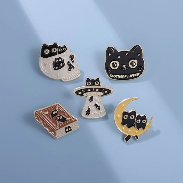 Cartoon Style Cute Pin Book Moon Cat Alloy Plating Unisex Brooches