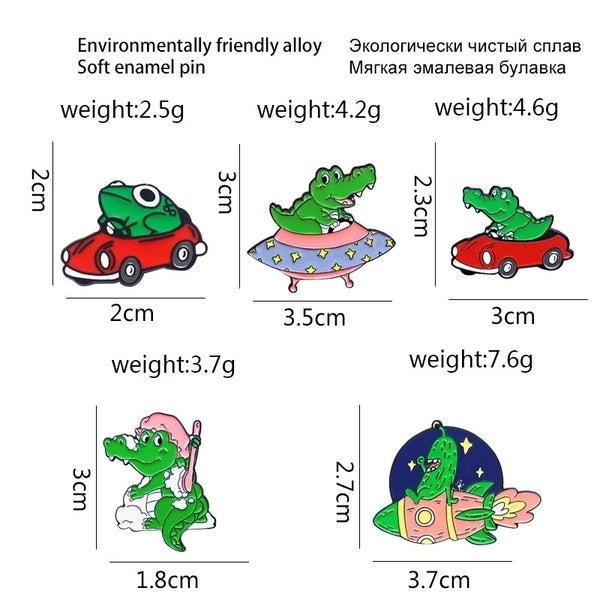 Cartoon Style Cute Pin Dinosaur Frog Alloy Enamel Unisex Brooches