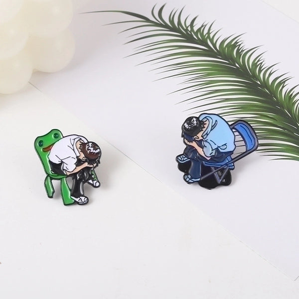 Cartoon Style Cute Pin Human Frog Alloy Stoving Varnish Plating Unisex Brooches