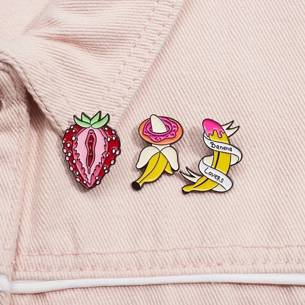 Cartoon Style Cute Sweet Pin Fruit Strawberry Zinc Alloy Plating Unisex Brooches