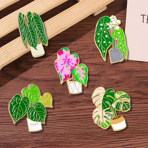 Cartoon Style Cute Sweet Pin Leaf Plant Alloy Enamel Unisex Brooches