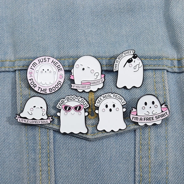 Cartoon Style Funny Cowboy Style Letter Ghost Alloy Stamping Stoving Varnish Plating Unisex Badge Brooches Collar Pin