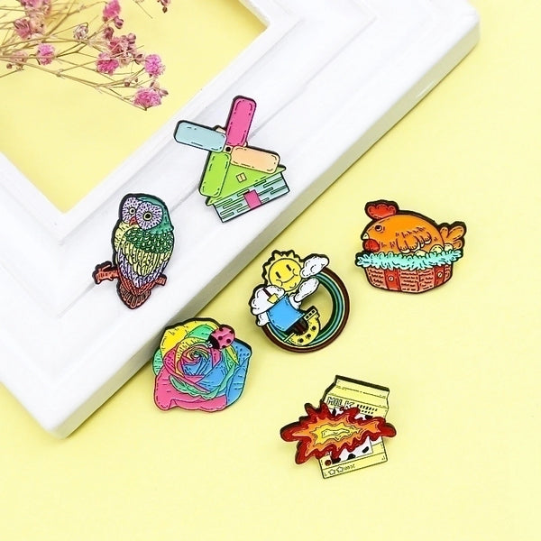 Cartoon Style Pin Animal Alloy Enamel Unisex Brooches