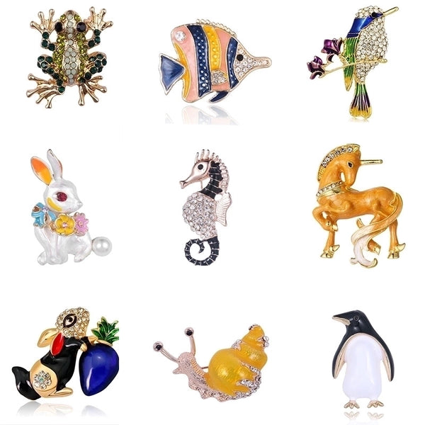 Cartoon Style Pin Animal Alloy Inlay Rhinestones Women'S Brooches