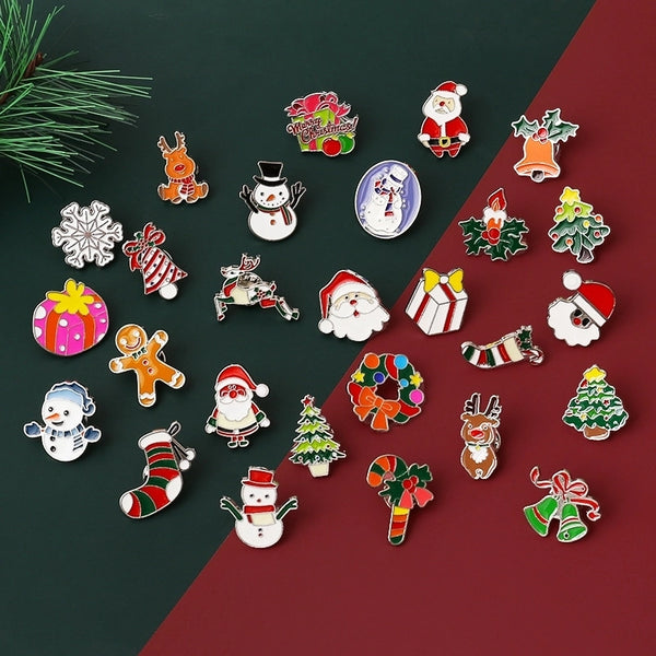 Cartoon Style Pin Animal Santa Claus Snowman Alloy Enamel Artificial Gemstones Unisex Brooches