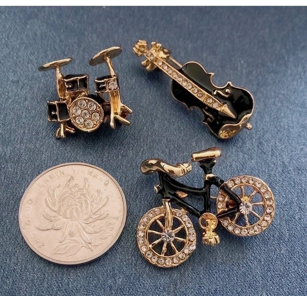 Cartoon Style Pin Bicycle Alloy Inlay Artificial Gemstones Unisex Brooches