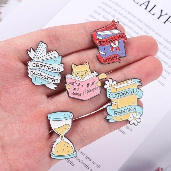 Cartoon Style Pin Book Alloy Stoving Varnish Unisex Brooches