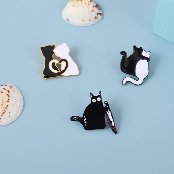 Cartoon Style Pin Cat Alloy Stoving Varnish Unisex Brooches