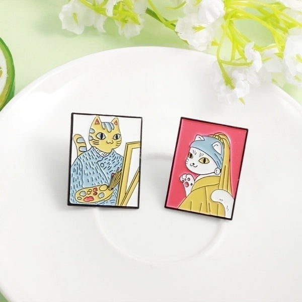 Cartoon Style Pin Cat Alloy Unisex Brooches