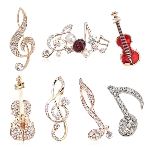 Cartoon Style Pin Cello Flower Alloy Enamel Inlay Rhinestones Unisex Brooches