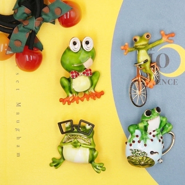 Cartoon Style Pin Frog Alloy Enamel Inlay Artificial Gemstones Unisex Brooches