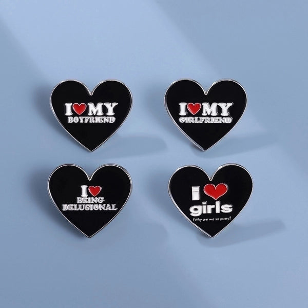 Cartoon Style Pin Heart Shape Alloy Plating Unisex Brooches