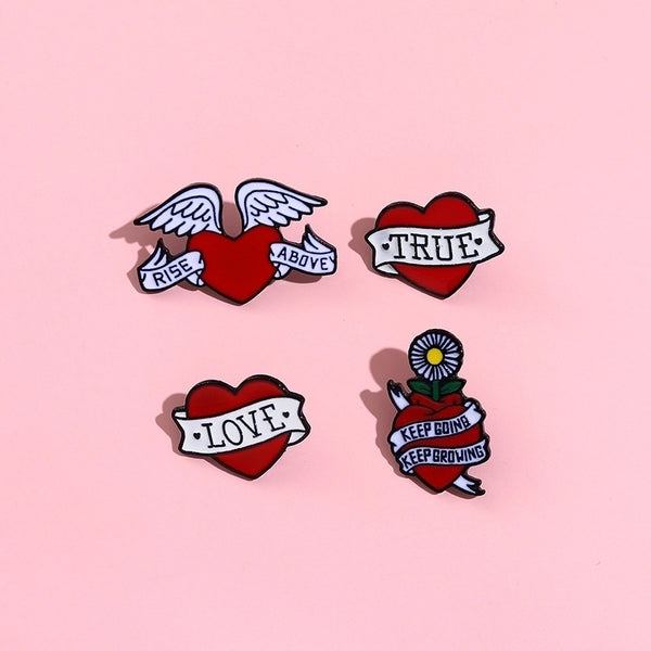 Cartoon Style Pin Heart Shape Alloy Plating Unisex Brooches