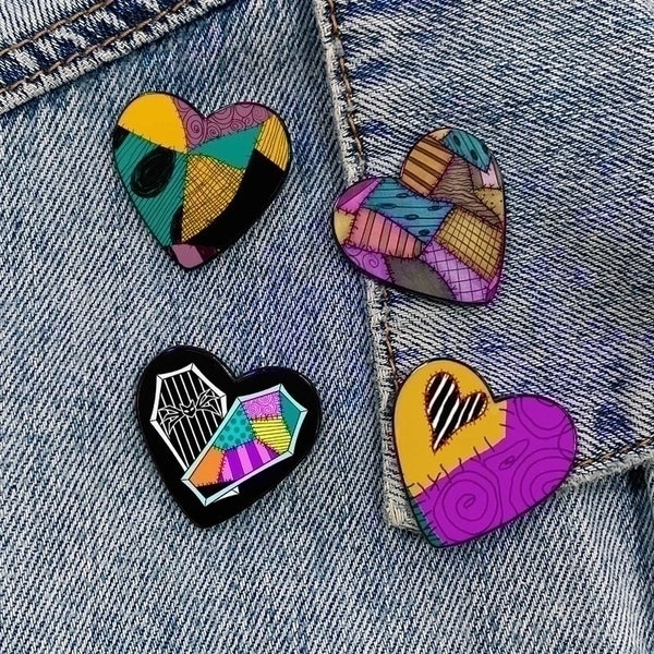 Cartoon Style Pin Heart Shape Alloy Printing Unisex Brooches