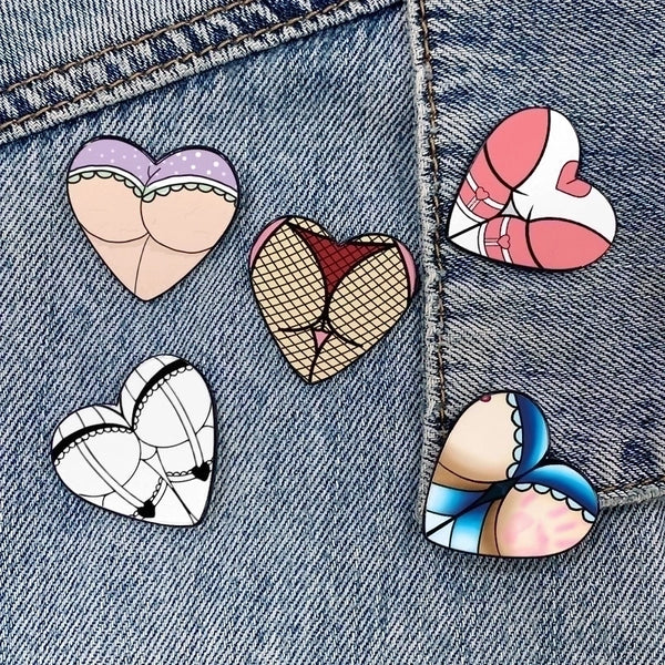 Cartoon Style Pin Heart Shape Mixed Materials Unisex Brooches