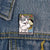 Cartoon Style Pin Letter Cat Rectangle Mixed Materials Printing Unisex Brooches