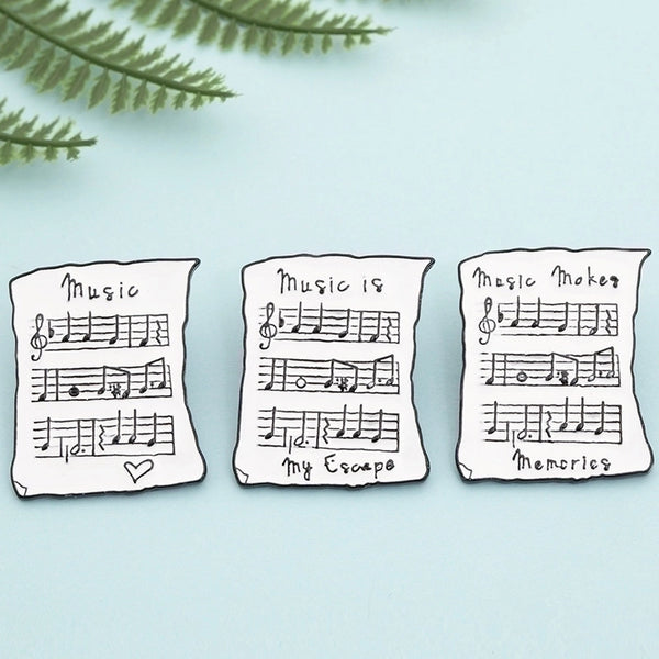 Cartoon Style Pin Music Score Alloy Enamel Plating Unisex Brooches