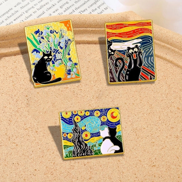 Cartoon Style Pin Oil Painting Cat Alloy Enamel Plating Unisex Brooches