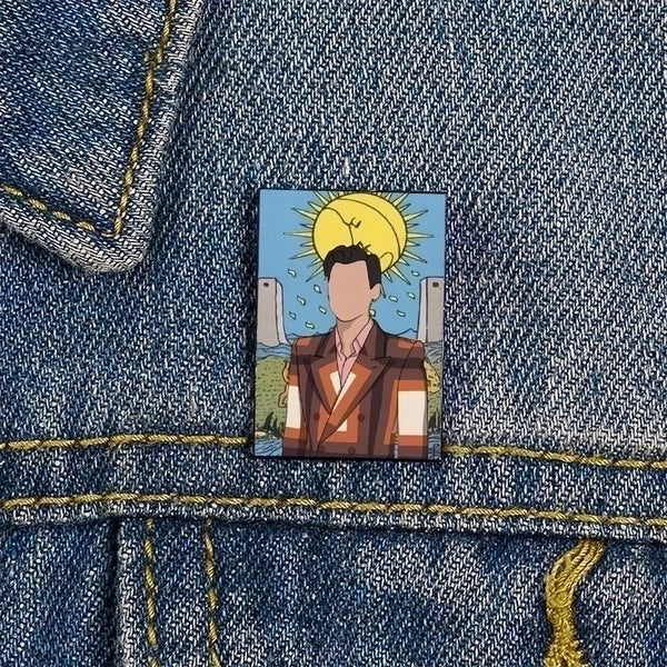 Cartoon Style Pin Portrait Mixed Materials Printing Unisex Brooches