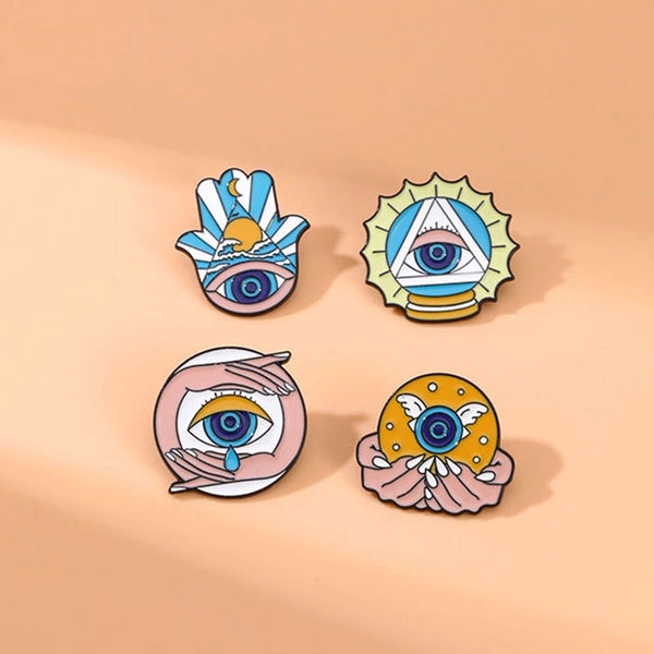 Cartoon Style Streetwear Cool Style Palm Eye Alloy Stamping Stoving Varnish Plating Unisex Badge Brooches Collar Pin