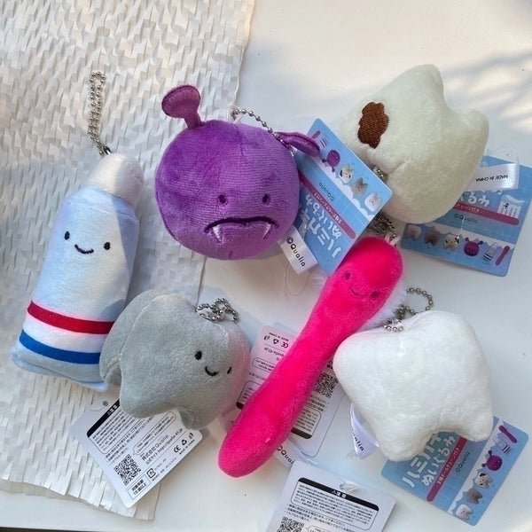 Cartoon Style Toothbrush Toothpaste Teeth Plush Bag Pendant