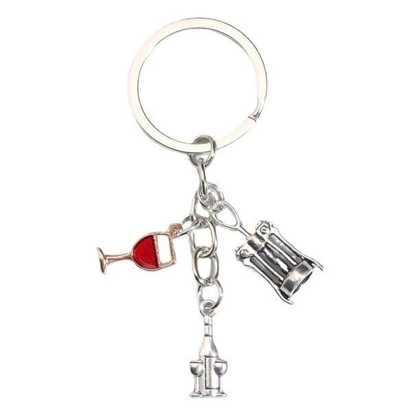 Cartoon Style Wine Glass Alloy Unisex Bag Pendant Keychain