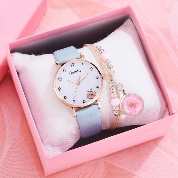 Casual Cartoon Style Bear Buckle Quartz Women's Watches