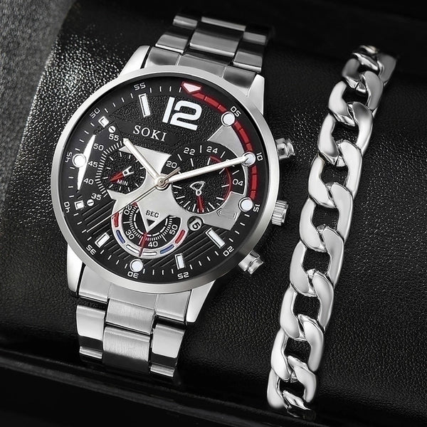 Casual Classic Style Geometric Buckle Quartz Men's Watches